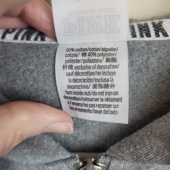 Pink Victoria's Secret Gray Bling Hoodie size L - Picture 4 of 7